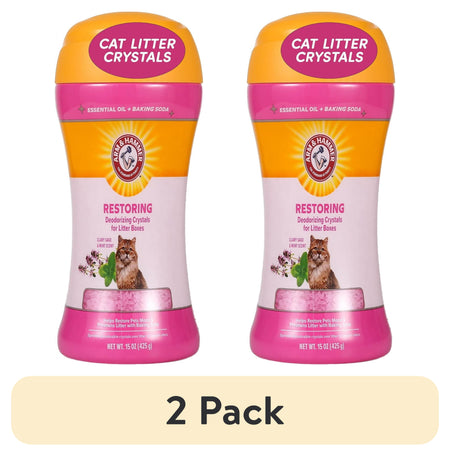 (2 Pack) Deodorizing Cat Litter Crystals for Litter Boxes, Clary Sage & Mint Scent 15 Oz.