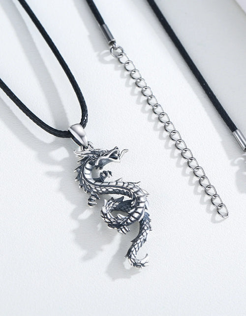 Load image into Gallery viewer, Dragon Necklace for Men 925 Sterling Silver Pendant Necklaces for Son Jewelry Birthday Gift

