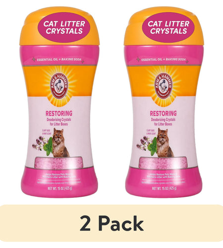 (2 Pack)  Deodorizing Cat Litter Crystals for Litter Boxes, Clary Sage & Mint Scent 15 Oz.