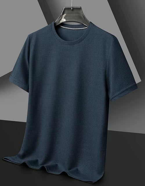 Load image into Gallery viewer, Short Sleeved Polo Shirshort Sleeved Waffle Solid Polot Fashion Splicing Men'S round Neck Top Cotton Daily Short Sleeved T-Shirt
