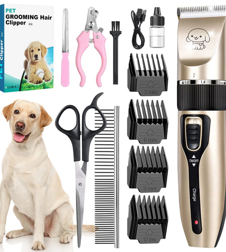 Cordless Dog Grooming Kit, Dog Clippers, Professional Quiet Electric Pets Hair Trimmers