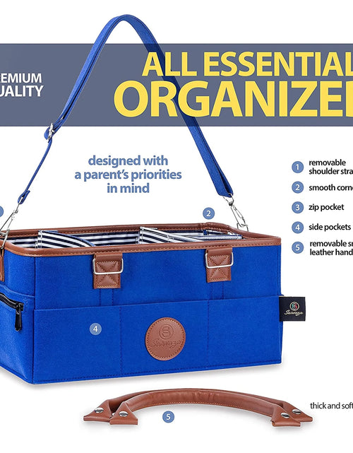 Load image into Gallery viewer, Diaper Caddy Organizer Bag Storage Tote for Baby Stuff Gifts for Moms Navy Blue
