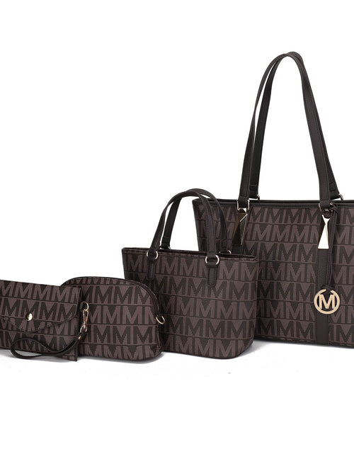 Load image into Gallery viewer, by Mia K. Marimar Women'S Tote Bag with Pouch and Wristlet, Signature 4 Piece Set - Chocolate Brown
