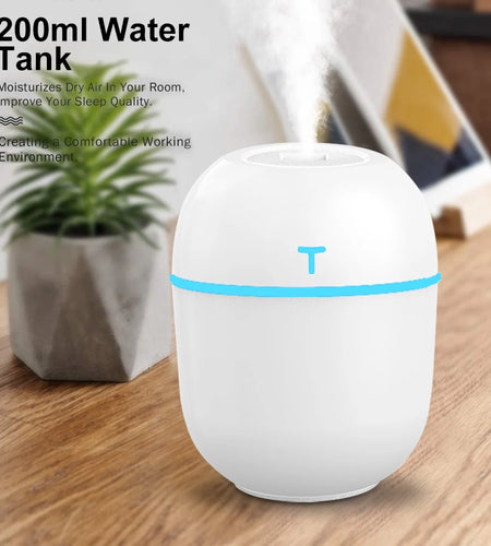 Colorful Cool Mini Humidifier, USB Personal Desktop Humidifier for Car, Office Room, Bedroom,Etc. Auto Shut-Off, 2 Mist Modes, Super Quiet. (White)