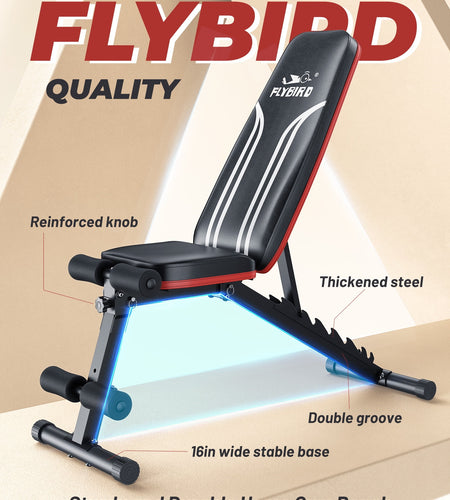 Adjustable Folding Weight Bench for Home Gym, Includes Resistance Bands