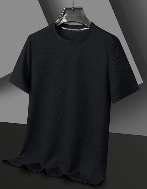 Load image into Gallery viewer, Short Sleeved Polo Shirshort Sleeved Waffle Solid Polot Fashion Splicing Men'S round Neck Top Cotton Daily Short Sleeved T-Shirt
