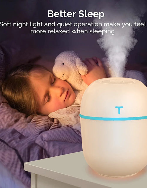 Load image into Gallery viewer, Colorful Cool Mini Humidifier, USB Personal Desktop Humidifier for Car, Office Room, Bedroom,Etc. Auto Shut-Off, 2 Mist Modes, Super Quiet. (White)
