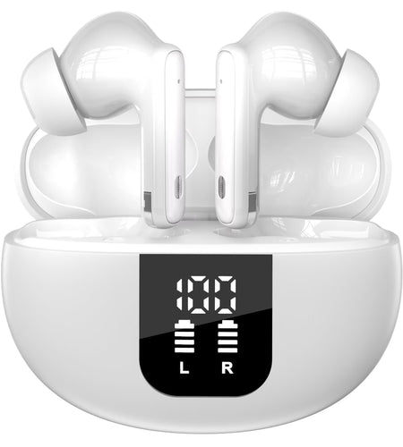 Wireless Earbud, 5.4 Bluetooth Headphones in Ear Stereo Bass Earphones Noise Cancelling Earbuds 36H Dual Mic Call, LED Display IP7 Waterproof Sport Headset for Android Ios