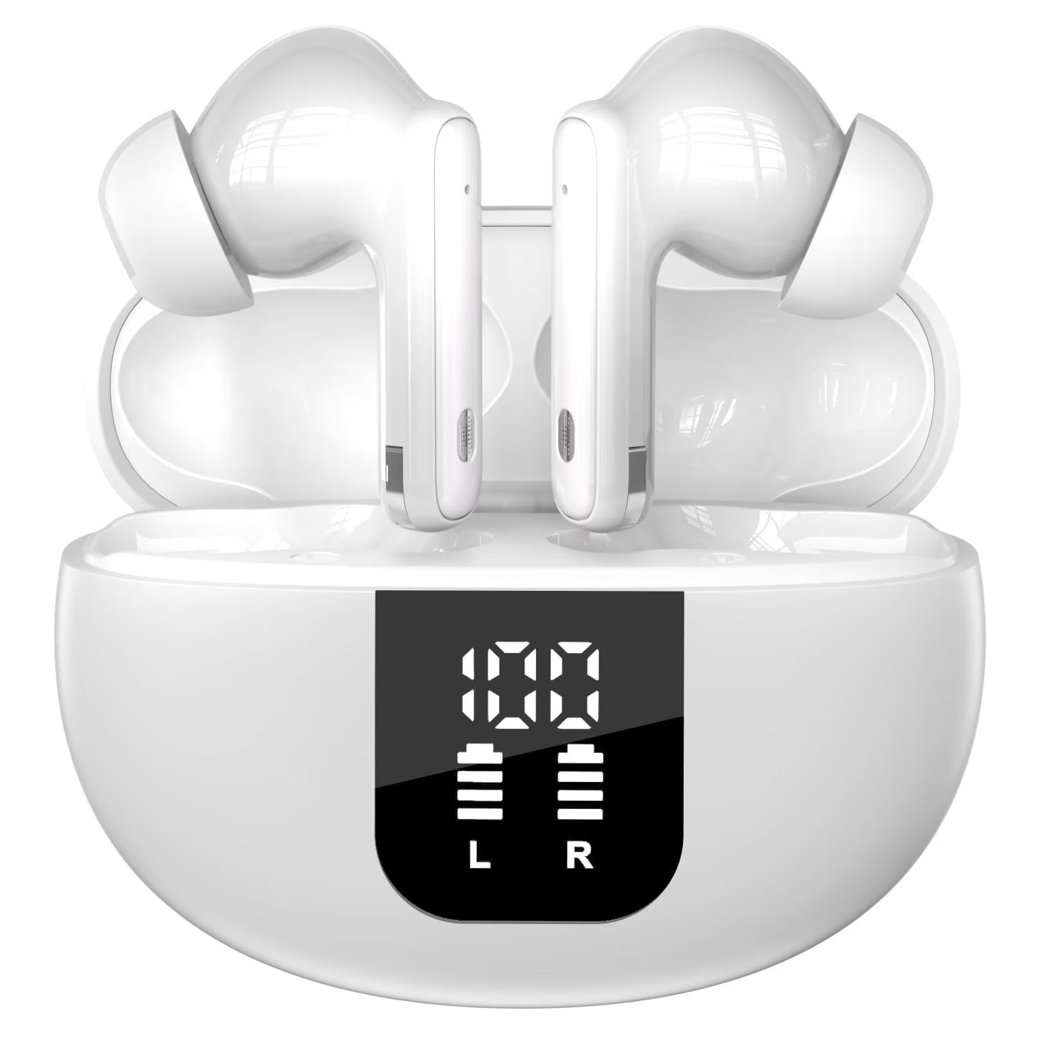 Wireless Earbud, 5.4 Bluetooth Headphones in Ear Stereo Bass Earphones Noise Cancelling Earbuds 36H Dual Mic Call, LED Display IP7 Waterproof Sport Headset for Android Ios