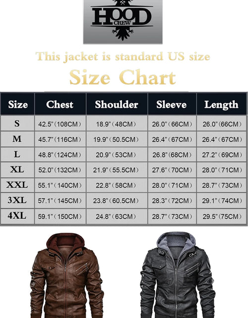 Load image into Gallery viewer, Men'S Pu Faux Leather Jacket with Removable Hood Brown 2XL
