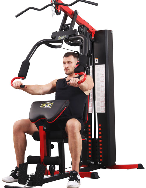 Load image into Gallery viewer, LX750 Multifunctional Full Home Gym System Workout Station with 122.5 Lbs Weight Stack, One Station, Comes with Installation Instruction Video, Ships in 5 Boxes
