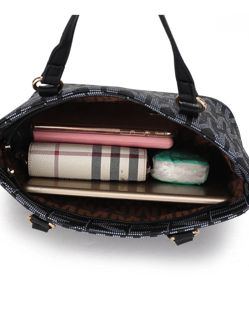 Load image into Gallery viewer, by Mia K. Marimar Women'S Tote Bag with Pouch and Wristlet, Signature 4 Piece Set - Chocolate Brown
