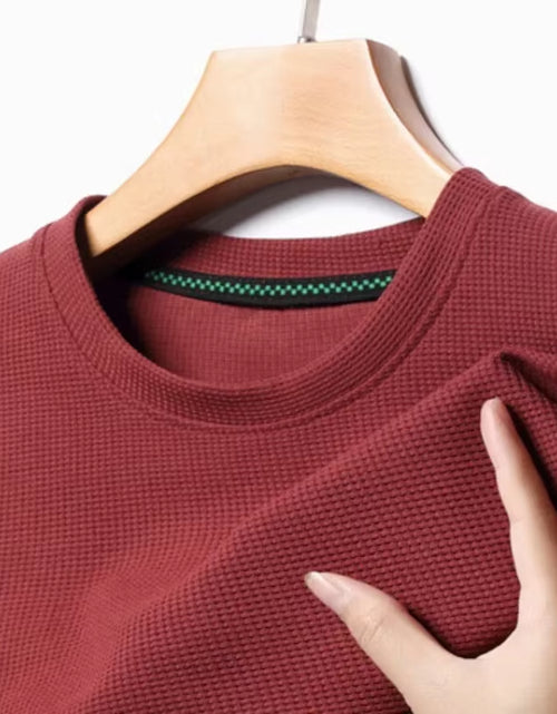 Load image into Gallery viewer, Short Sleeved Polo Shirshort Sleeved Waffle Solid Polot Fashion Splicing Men'S round Neck Top Cotton Daily Short Sleeved T-Shirt
