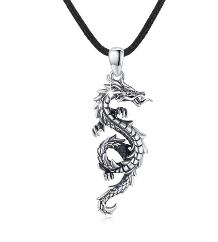 Dragon Necklace for Men 925 Sterling Silver Pendant Necklaces for Son Jewelry Birthday Gift