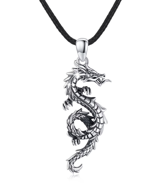 Load image into Gallery viewer, Dragon Necklace for Men 925 Sterling Silver Pendant Necklaces for Son Jewelry Birthday Gift
