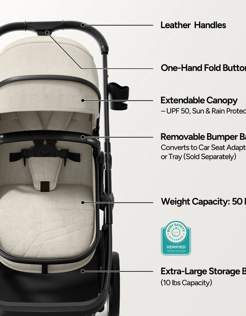 Load image into Gallery viewer, Wiz 2-In-1 Baby Stroller with Bassinet Mode, Reversible Seat and Large Canopy, Khaki, 22.3LB, Unisex
